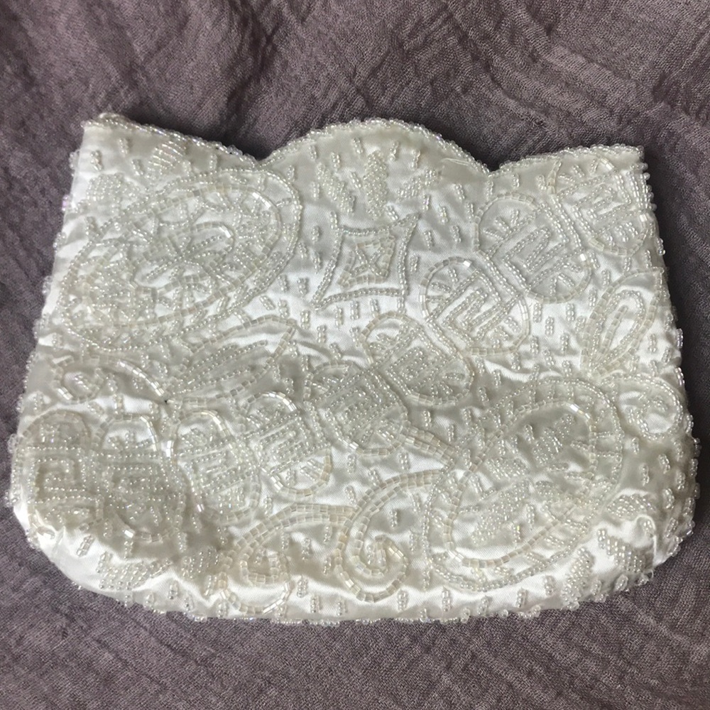 White beaded clutch